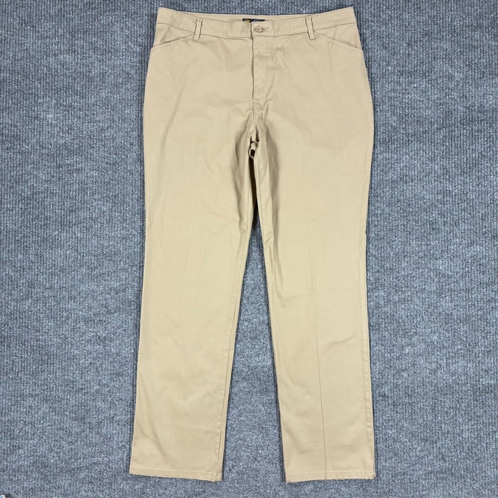 Lee Relaxed Fit Straight Leg Mid Rise Pants Womens Petite 16 Long Wash Wear